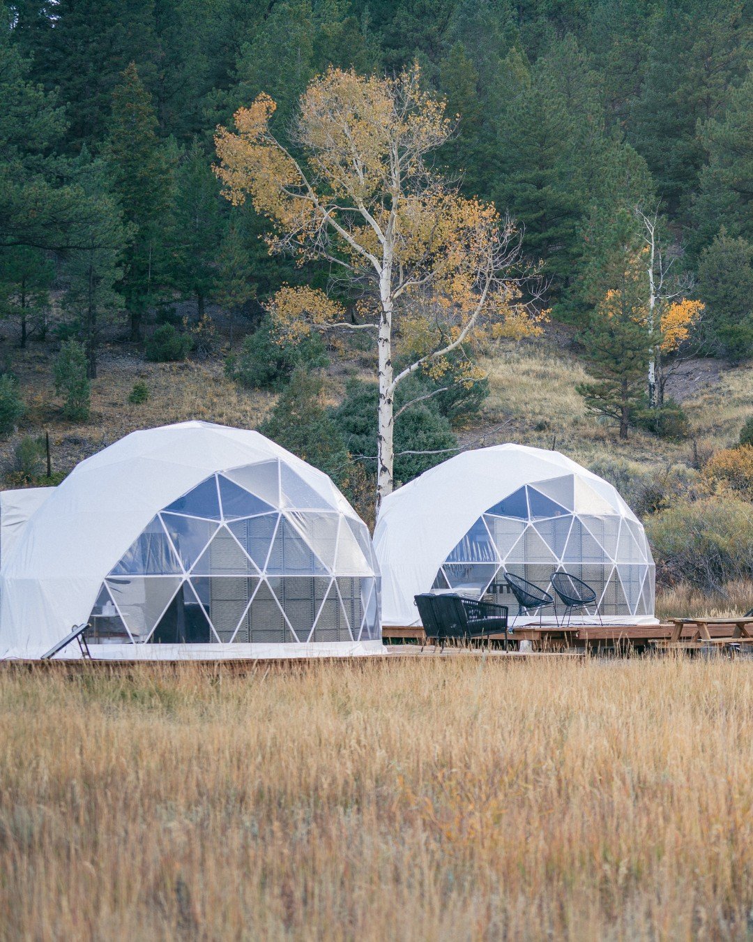 Glamping-domes-in-Fall