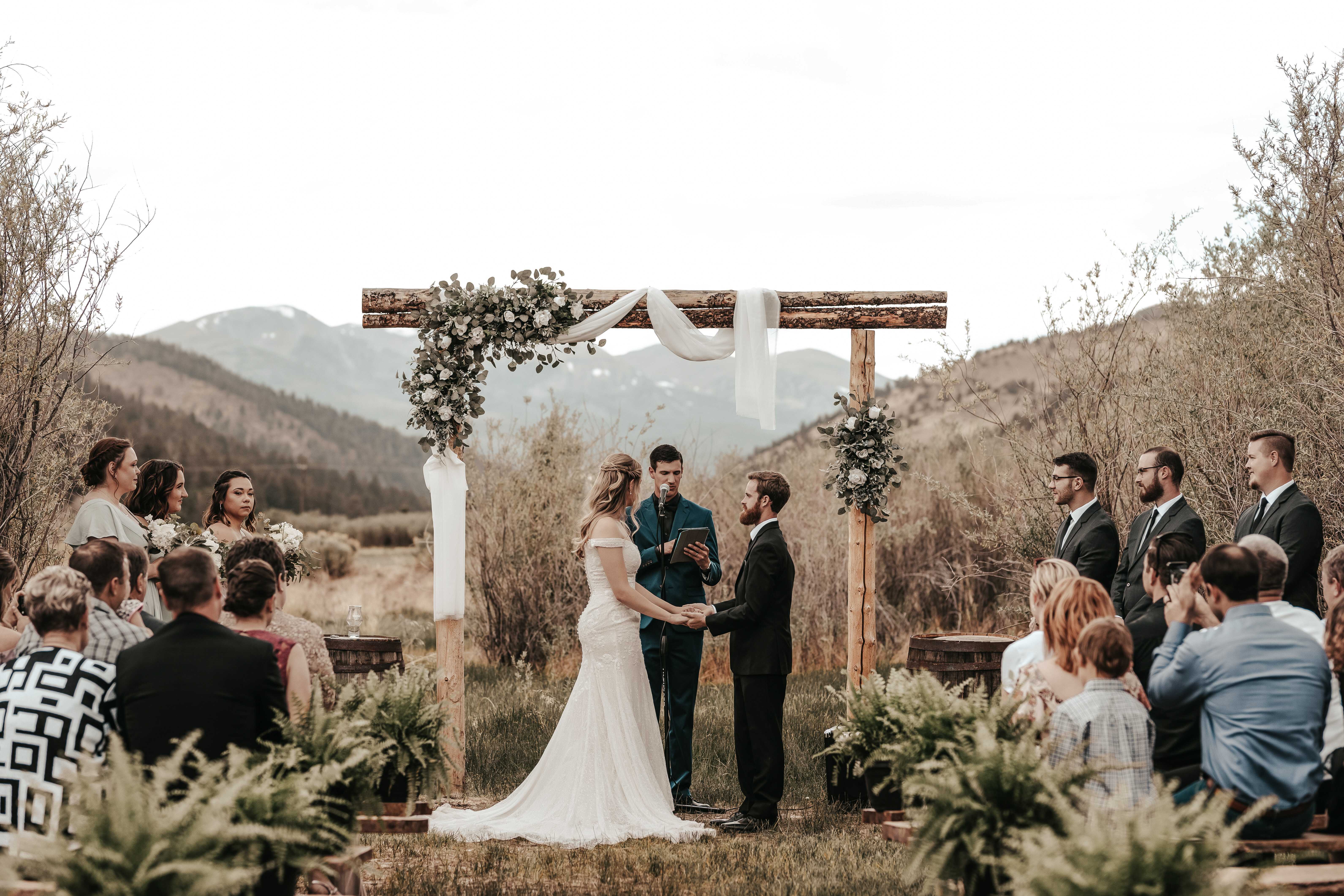 A couple getting married at The Colorado Retreat Co.
