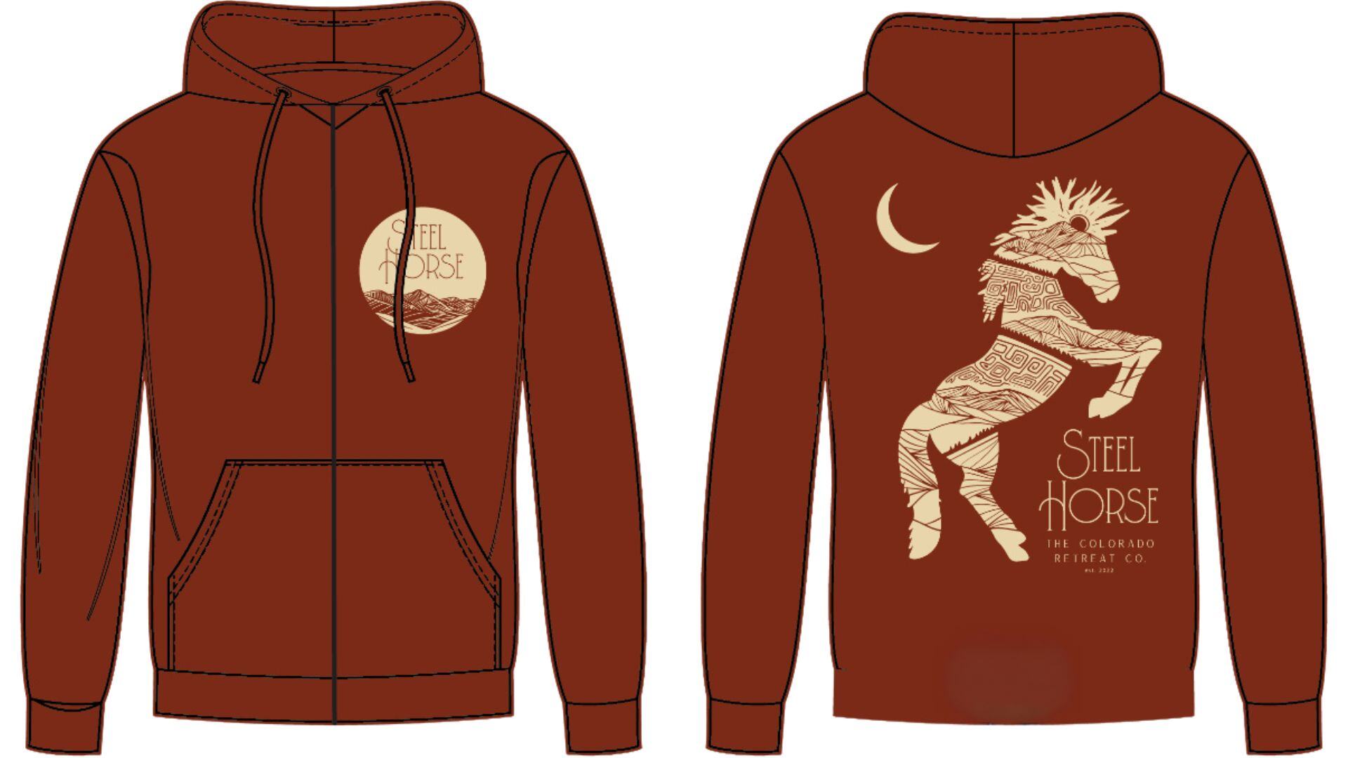 zip-up hoodie - dark rust